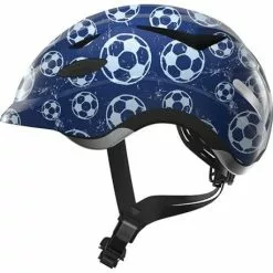 Abus Hjelme Abus Anuky Cykelhjelm – Blue Soccer Med Led Lys – Børnehjelm