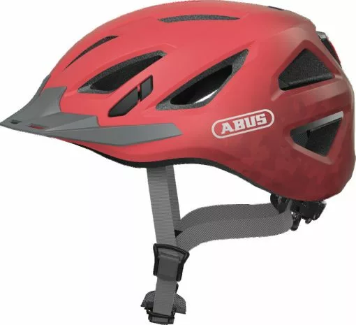 Abus Hjelme Abus Urban-I 3.0 M. LED – Rød -Elcykler salg Abus Urban I 3.0 m. LED Roed